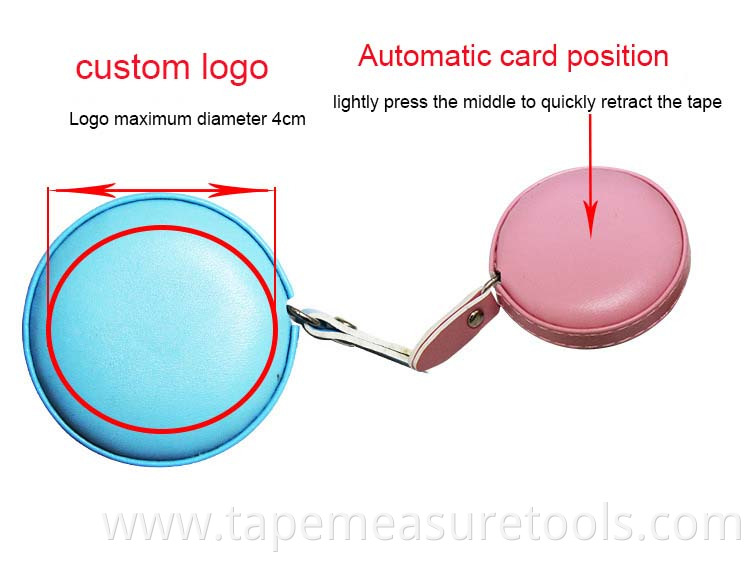 Wholesale promotional leather round tailor tape measure soft sewing tape measure body pink measuring tape